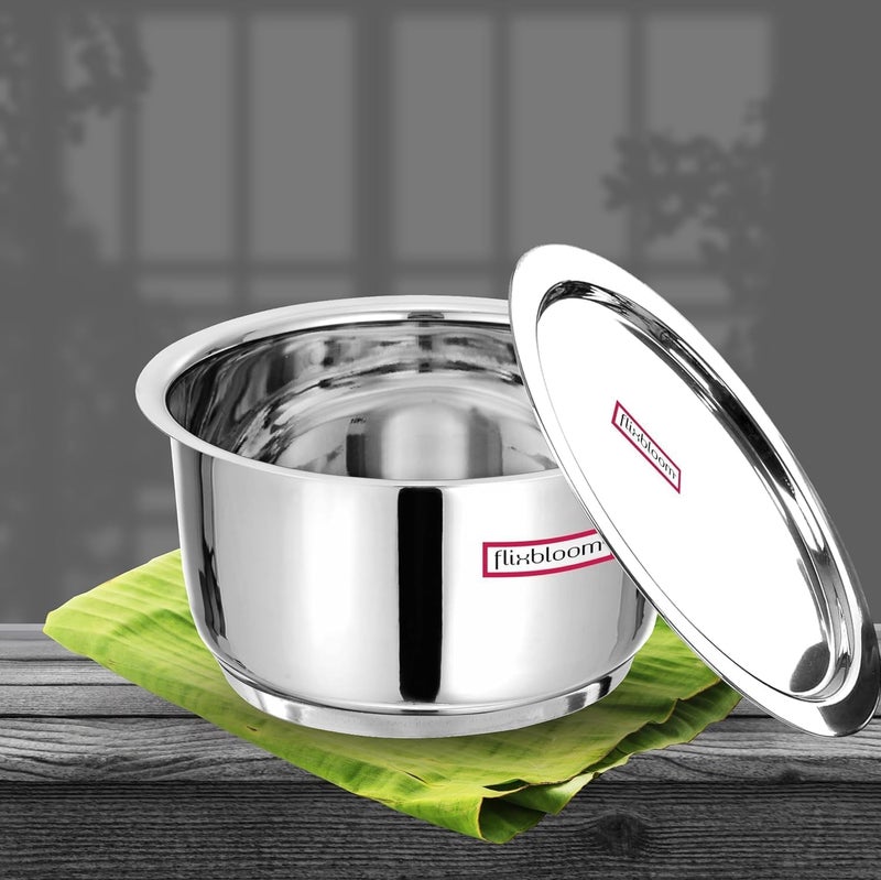 FLIXBLOOM Nodal 1 Litre Food Grade Stainless Steel with Triply Bottom Cookware | Induction Base | LPG Gas Friendly Kitchen Utensil Thick Gauge Tope/Patila/Bhagona for Cook & Serve with Lid - Image 5