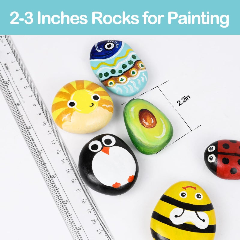 Simetufy 25 Pcs River Rocks for Painting, 2"-3" Painting Rocks, Flat & Smooth Rocks to Paint, Hand Picked Natural Stones for Painting, Cheap Crafts Rocks for Kids & Adults - Image 2