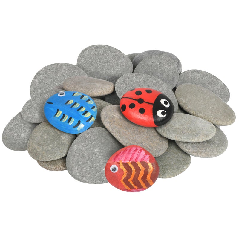 Simetufy 25 Pcs River Rocks for Painting, 2"-3" Painting Rocks, Flat & Smooth Rocks to Paint, Hand Picked Natural Stones for Painting, Cheap Crafts Rocks for Kids & Adults - Image 1