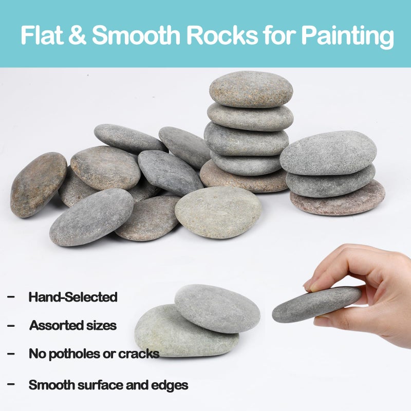 Simetufy 25 Pcs River Rocks for Painting, 2"-3" Painting Rocks, Flat & Smooth Rocks to Paint, Hand Picked Natural Stones for Painting, Cheap Crafts Rocks for Kids & Adults - Image 3