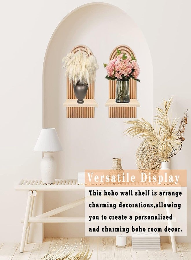 LIYAOLI Boho Shelves Bohemian Decorative Wall Shelves Boho Chic Wall Decor for Living room 2 Pieces 15 x 8.6 Inch Wooden Boho Shelf Decor Hanging Shelves for Wall Mounted Candle Holder - Image 4