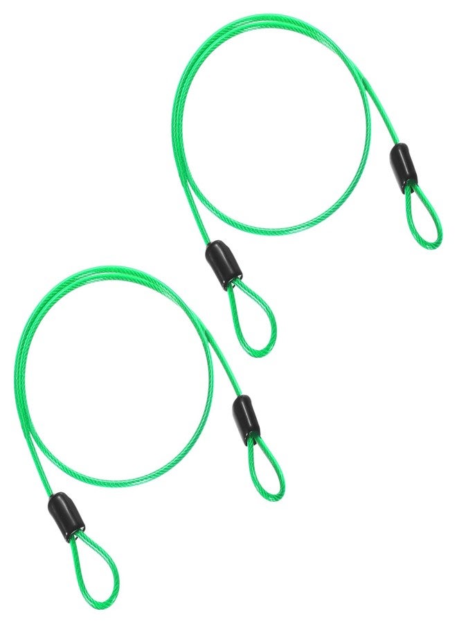 M METERXITY 2-Pack Security Cable Lock, 6.56FT PVC Coated Steel Luggage Lock Wire Rope with Double Loop for Outdoor Travel/Gate/Bike, Cut-Resistant Braided Steel Cable [Green] - Image 1