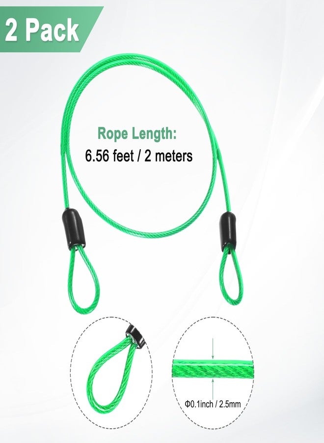 M METERXITY 2-Pack Security Cable Lock, 6.56FT PVC Coated Steel Luggage Lock Wire Rope with Double Loop for Outdoor Travel/Gate/Bike, Cut-Resistant Braided Steel Cable [Green] - Image 3