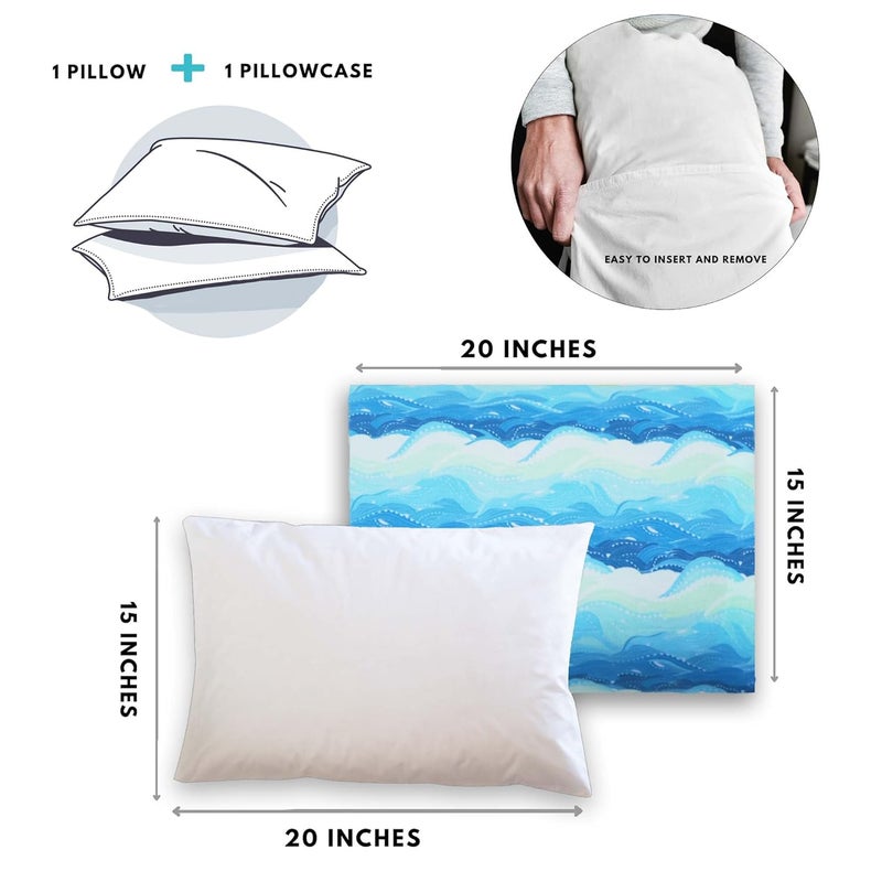 KRADYL KROFT Toddler Pillow with 100 Cotton Removable Cover 20 X 15 Inches Children Pillows Baby Pillows Waves - Image 4