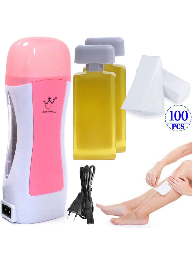 Konsung Beauty Wax Heater + Wax Cartridge + Depilatory Paper Epilator Set  - Image 1
