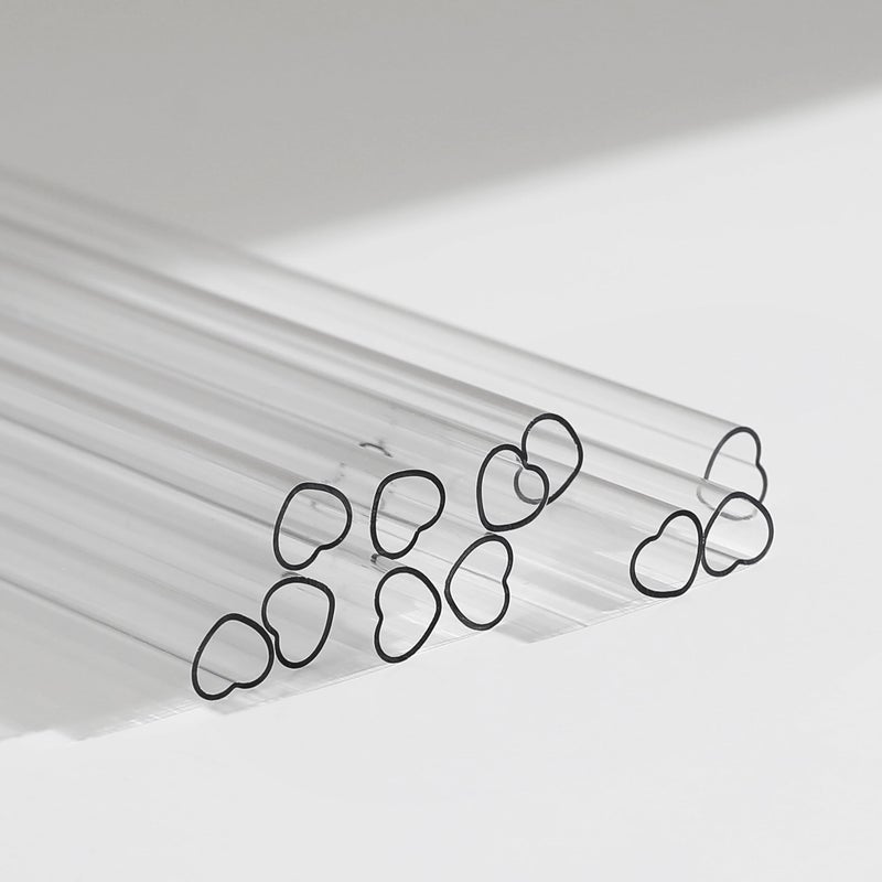 The best MOON 12 Inch Reusable Plastic Heart Straws for Stanley Cup 40 oz & 30 oz Tumbler Accessories Cute Clear Extra Long Replacement straw 4-Pack with brush Valentines Galentines day Gifts - Image 3