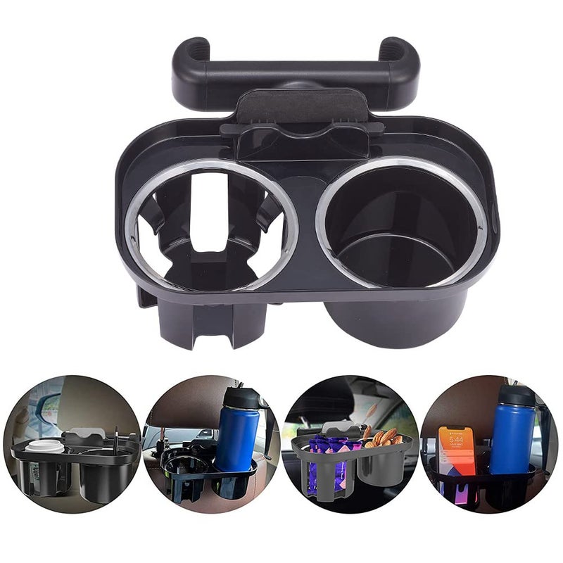 JSCARLIFE Car Headrest Cup Holder Seat Back Organizer Automotive Interior Accessories Universal Car Backseat Snack Tray Dual Cup Holder