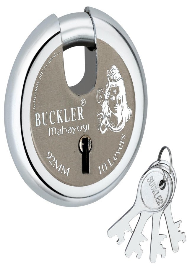 BUCKLER قفل باب من الفولاذ المقاوم للصدأ من BUCKLER للبوابة الرئيسية، قفل الباب، باب المتجر، الشاحنات، عالي الأمان بتصميم مقاوم للعوامل الجوية، 90 مم - قفل ذو 14 دبوسًا (92 مم - Mahayogi) - Image 1