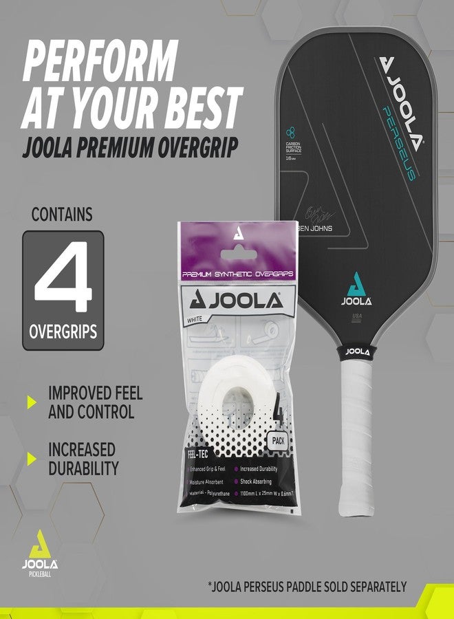 JOOLA Pickleball Overgrip - Tacky Feel Premium Synthetic Overgrips - Set of 4 - Pickleball Grip Tape for Any Brand Racket - Anti Slip Pickleball Tape Fits Elongated, Standard & Skinny Handles,White - Image 2