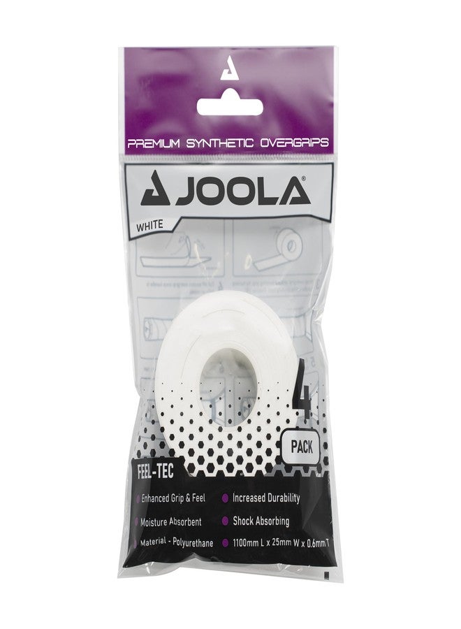 JOOLA Pickleball Overgrip - Tacky Feel Premium Synthetic Overgrips - Set of 4 - Pickleball Grip Tape for Any Brand Racket - Anti Slip Pickleball Tape Fits Elongated, Standard & Skinny Handles,White - Image 1