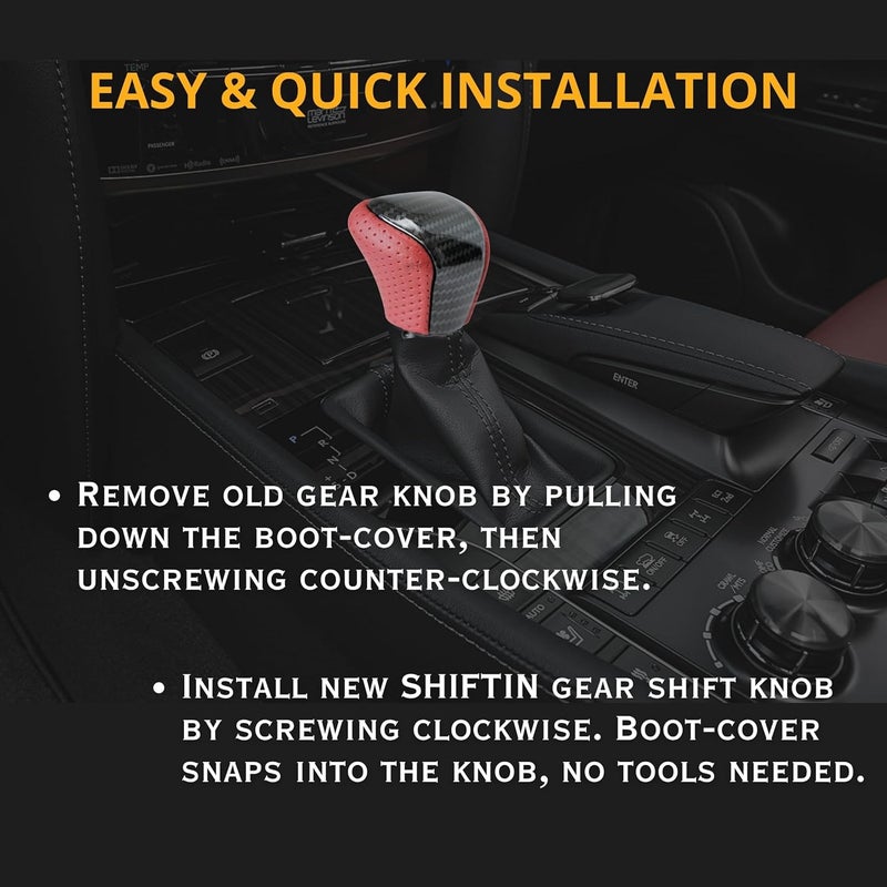 SHIFTIN Leather & Carbon Fiber Gear Shift Knob for Lexus - Image 4