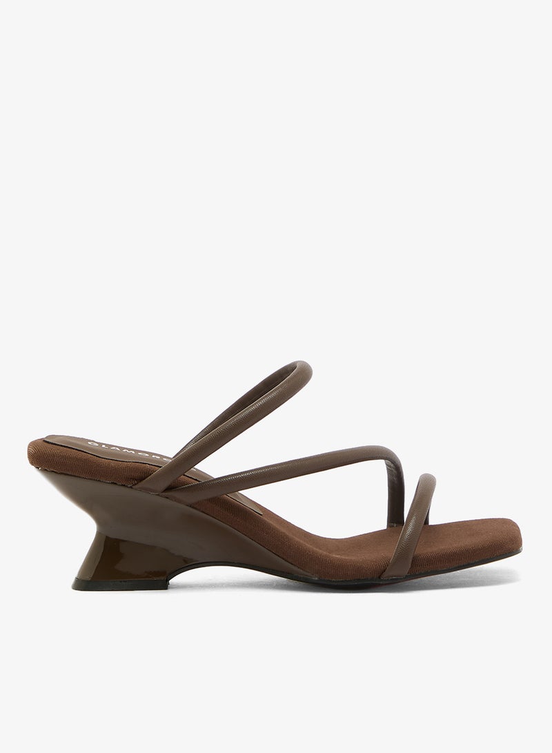 GLAMOROUS Casual Brown Wedge Sandals - Image 1
