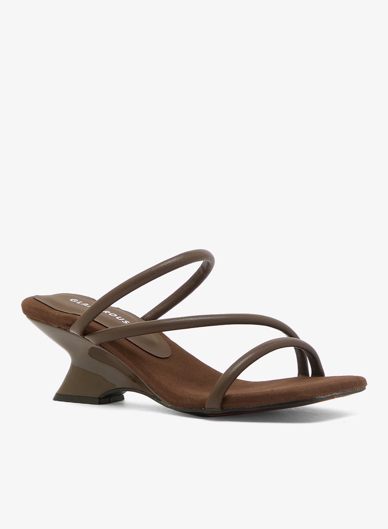 GLAMOROUS Casual Brown Wedge Sandals - Image 2