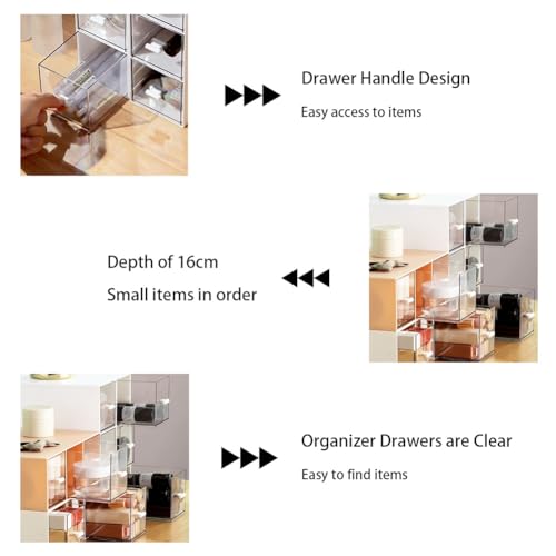LZDGCC Plastic Tea Bag Organizer with 3 Drawers, Desk Drawer Organizer, Stackable Storage Drawers, White Tea Box, Makeup Organizer, Clear Tea Bag Storage, Coffee Storage for Tea Bags, Sugar Packets, Cosmetic - Image 3