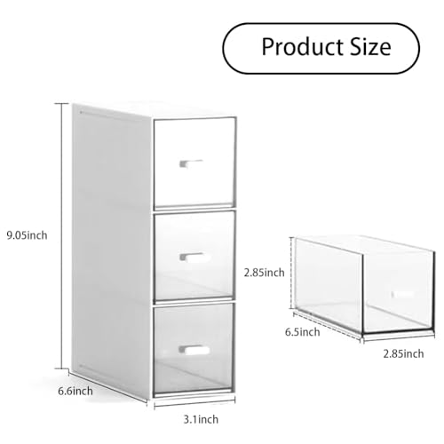 LZDGCC Plastic Tea Bag Organizer with 3 Drawers, Desk Drawer Organizer, Stackable Storage Drawers, White Tea Box, Makeup Organizer, Clear Tea Bag Storage, Coffee Storage for Tea Bags, Sugar Packets, Cosmetic - Image 2