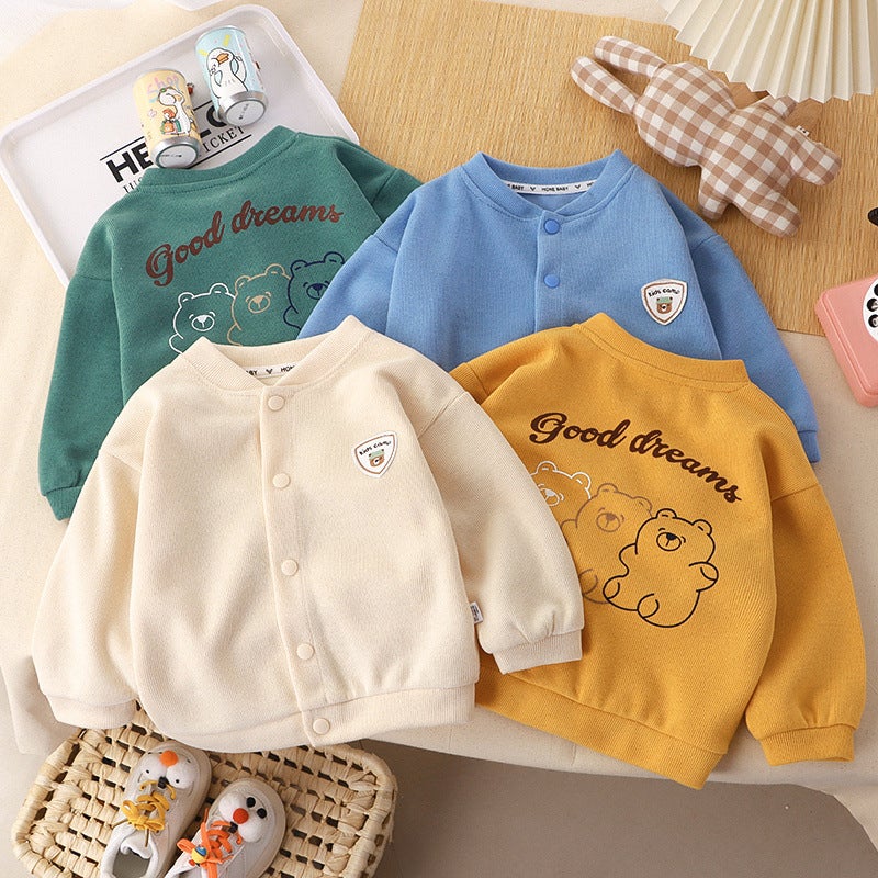 Coat Knitted Long-Sleeved New Handsome Knitted Sweater Baby Boys Cardigan Women'S Treasure Casual Fashion Backing Stylish - Image 2