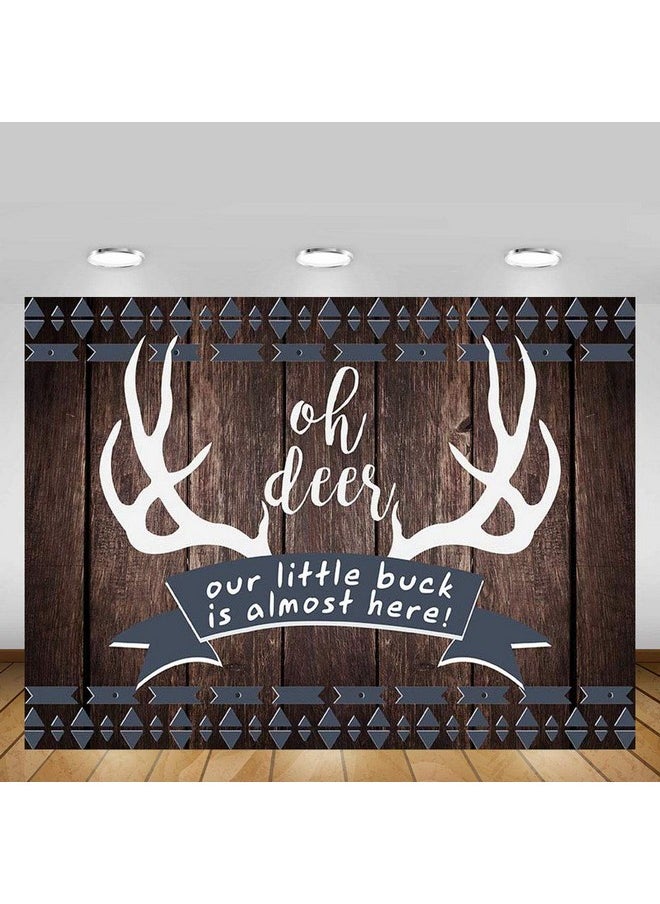 MEHOFOND 7X5Ft Rustic Oh Deer Baby Shower Background Props Wood It'S A Boy Buck On The Way Baby Shower Antlers Woodland Backdrop Party Decoration Photo Banner Supplies  - Image 3