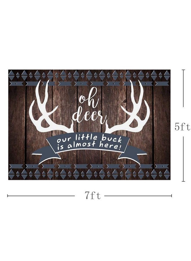 MEHOFOND 7X5Ft Rustic Oh Deer Baby Shower Background Props Wood It'S A Boy Buck On The Way Baby Shower Antlers Woodland Backdrop Party Decoration Photo Banner Supplies  - Image 4