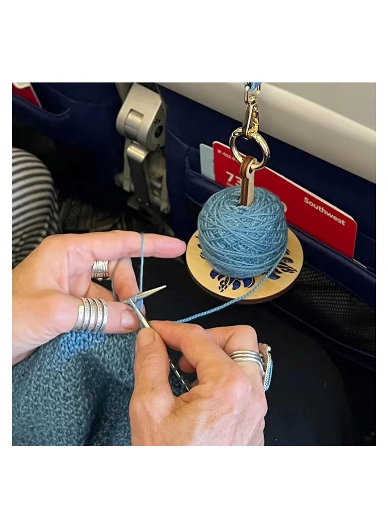 SYOSI Yarn Holder for Knitting Crochet Wooden Frame Prevent Yarn Tangling Winding and Dispensing Accessories Portable Wrist Twirling Mechanism Spinning Needles Presents for Craft Lovers  - Image 2