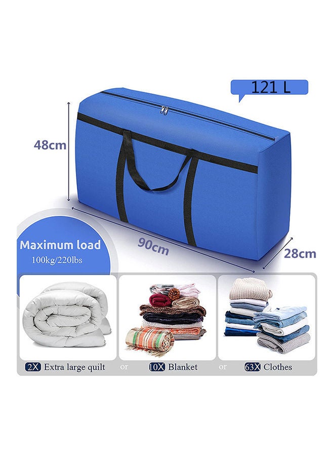 Loquat Foldable Oxford Material Storage Bag Organizer With Zips Reinforced Blue 90x48x28cm - Image 2