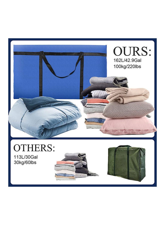 Loquat Foldable Oxford Material Storage Bag Organizer With Zips Reinforced Blue 90x48x28cm - Image 4