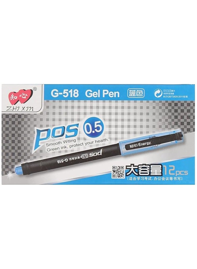 Blue gel pen - box of 12 - imported - 0.5 mm - Image 3