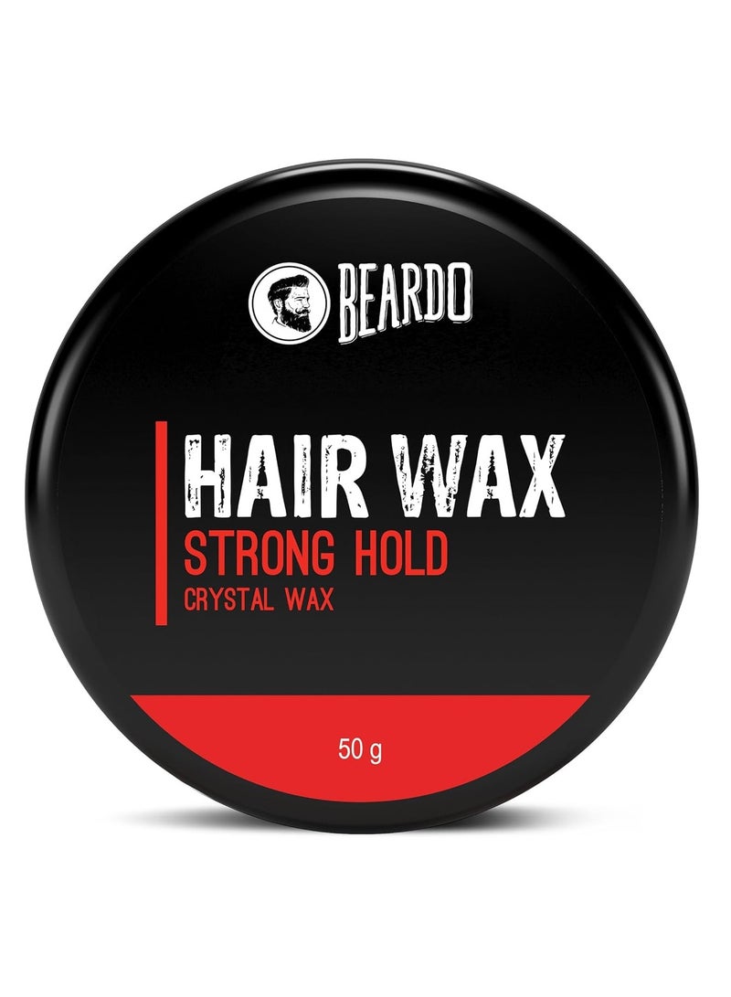 Beardo Stronghold Hair Wax For Men, 50 gm | Crystal Hair Wax with Aloe Vera & Castor Oil | Hair Wax Men | Hair Styling Wax for Glossy Finish & Shine | Strong Hold Hair Wax - Image 1