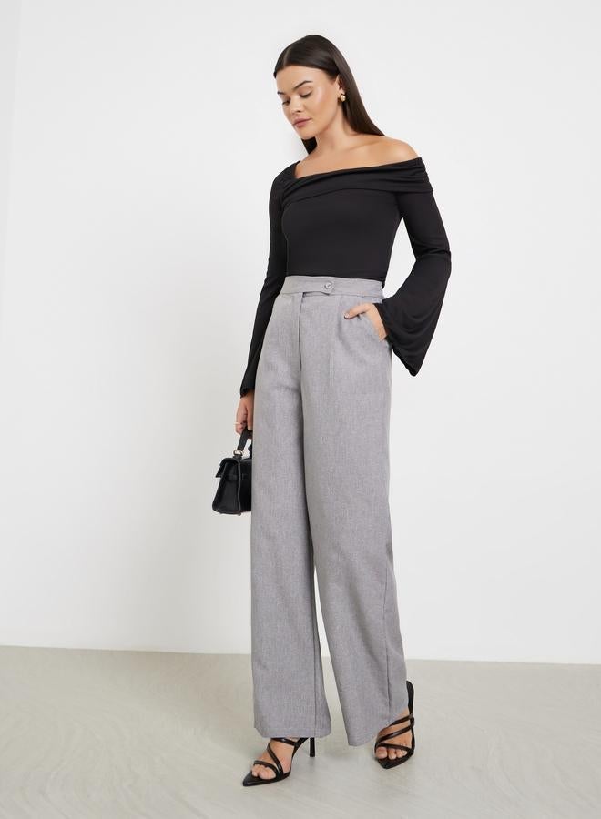 ستايلي بلوزة محبوكة بياقة غير متماثلة الطول - Image 2