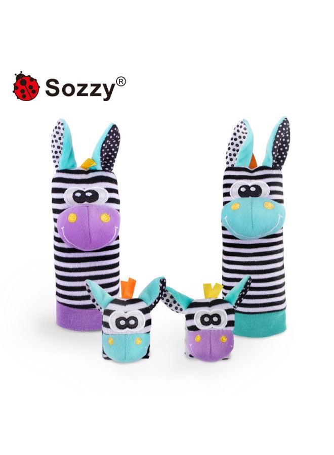 SOZZY Baby Wrist Band Socks Rattle Baby Bracelet Strap 0-1 Year Old Early Childhood Toy Combination Suit-Color:003 Combination White PE Bag  - Image 5