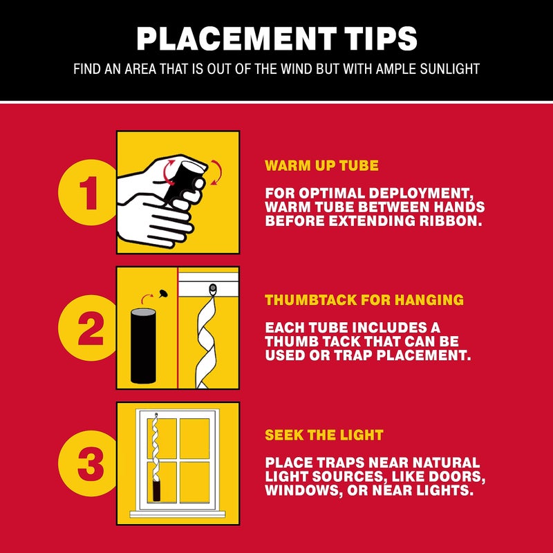 Catchmaster شريط صيد الذباب كاتشماستر 96 حزمة، مصائد الذباب والفواكه الداخلية والخارجية، شرائط لاصقة مميزة، شرائط معلقة للذباب، لفائف ورق حشرات معطرة، تحكم غير سام بالآفات في المنزل - Image 5