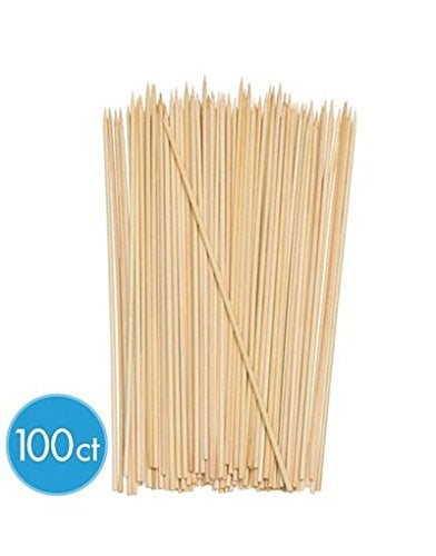 Amscan Extra-Long Brown Wooden Bamboo Skewers - 8" (100 Pcs) | Perfect For Grilling, BBQ, Kebabs & Parties - Image 3