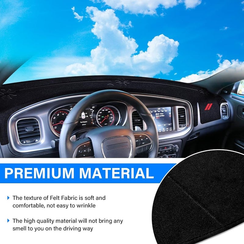 REMOCH Dash Cover for Dodge Charger Accessories 2011-2022 2023 Dashboard Cover Mat Sunshade No Glare UV Rays Protector Nonslip Interior Pad (Black) - Image 4