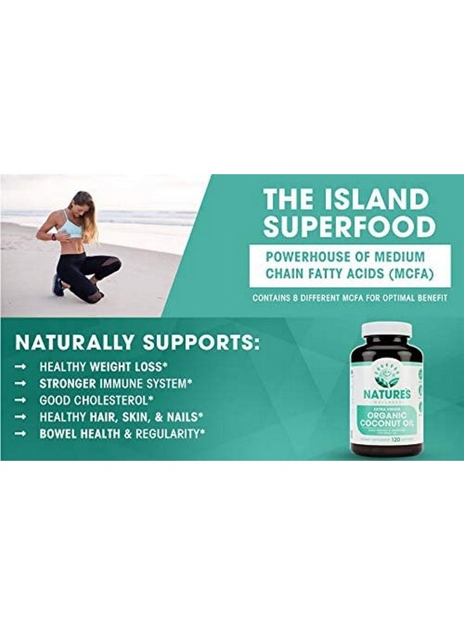 Natures Wellness Natures Wellness Organic Coconut Oil 2000mg - Healthy Skin, Nails, Hair Growth - Extra Virgin, Cold Pressed, Unrefined Non GMO - Rich in MCT MCFA - Support Brain Function  - Image 4
