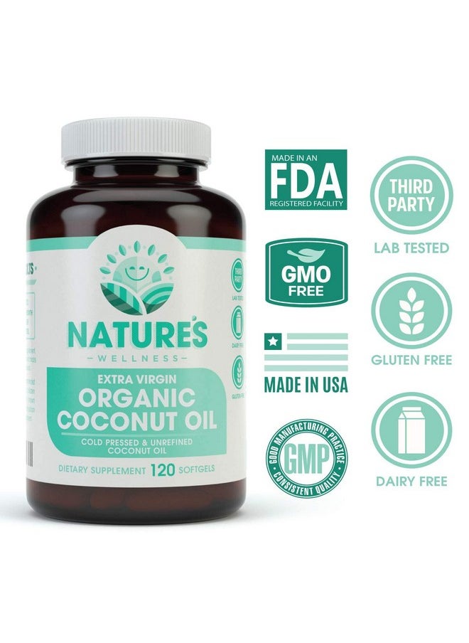 Natures Wellness Natures Wellness Organic Coconut Oil 2000mg - Healthy Skin, Nails, Hair Growth - Extra Virgin, Cold Pressed, Unrefined Non GMO - Rich in MCT MCFA - Support Brain Function  - Image 2