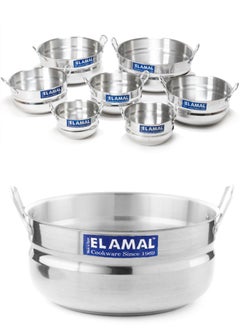 ELAMAL Elamal Aluminum Pots Set Consisting of 7 Pots With Two Handles, Egyptian Industry, Size 16/ 18 / 20 / 22 / 24 / 28 / 30 cm  - Image 2
