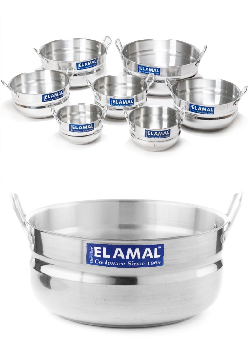 ELAMAL - Elamal Aluminum Pots Set Consisting of 7 Pots With Two Handles, Egyptian Industry, Size 16/ 18 / 20 / 22 / 24 / 28 / 30 cm - Image 1