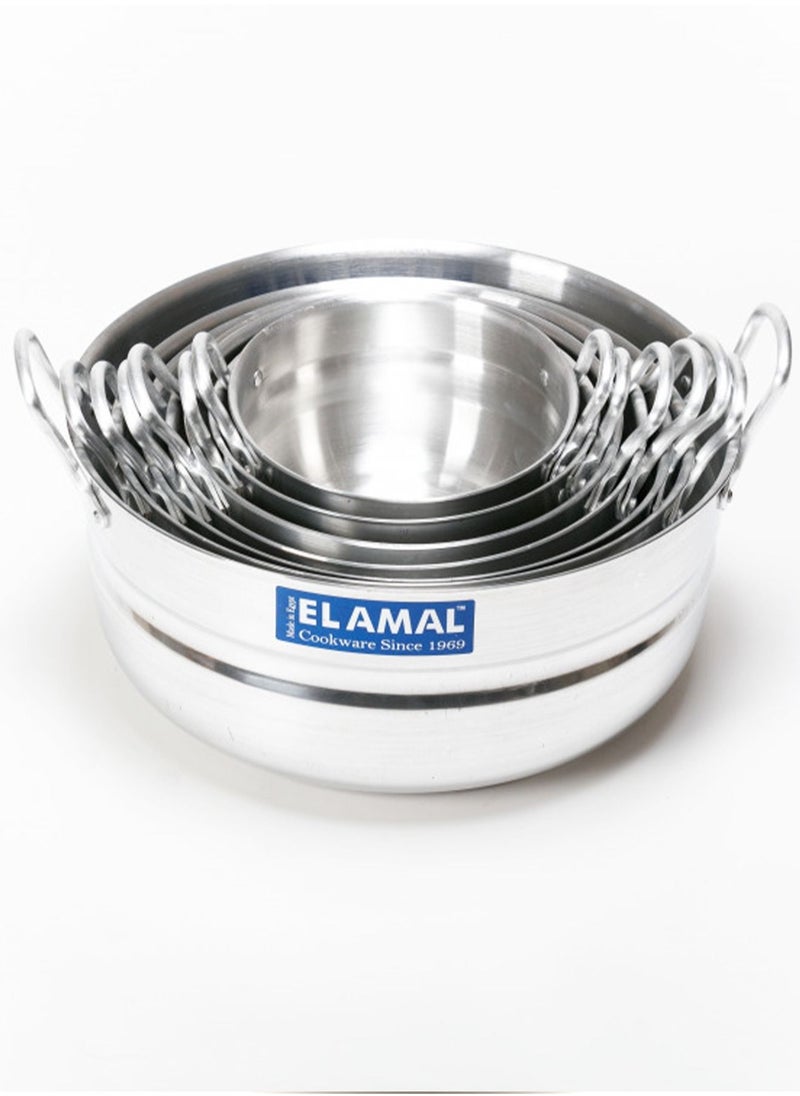 ELAMAL - Elamal Aluminum Pots Set Consisting of 7 Pots With Two Handles, Egyptian Industry, Size 16/ 18 / 20 / 22 / 24 / 28 / 30 cm - Image 1