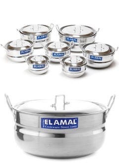 Elamal Aluminum Pots Set Consisting of 7 Pots With Two Handles, Egyptian Industry, Size 16/ 18 / 20 / 22 / 24 / 28 / 30 cm