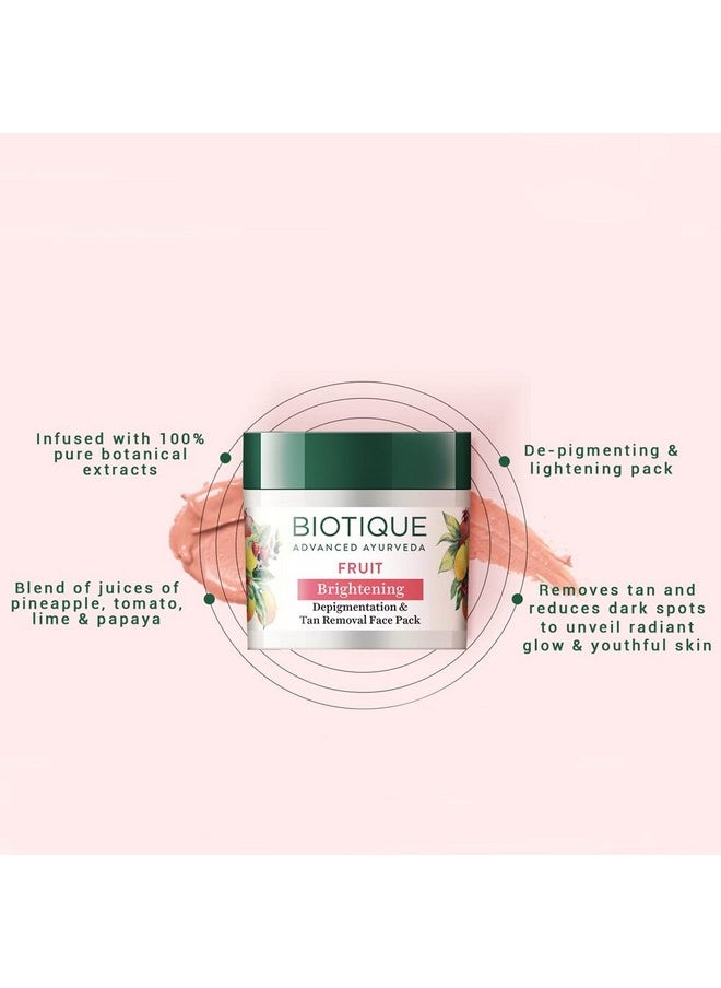 Biotique Fruit Brightening Depigmentation And Tan Removal Face Pack| Ayurvedic And Organically Pure| Tan Removal Face Pack For All Skin Types|100% Botanical Extracts| 75Gm  - Image 3
