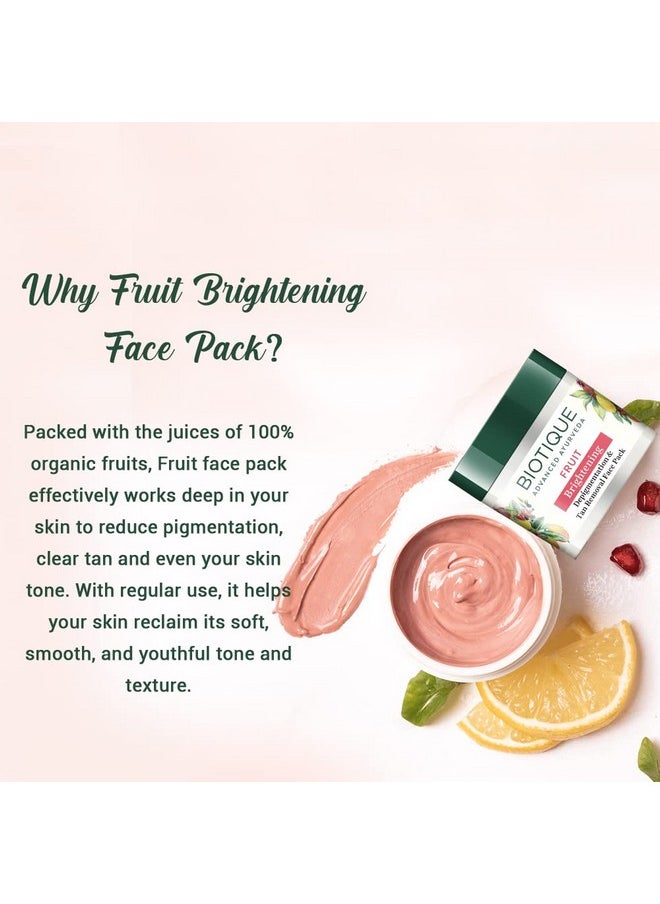 Biotique Fruit Brightening Depigmentation And Tan Removal Face Pack| Ayurvedic And Organically Pure| Tan Removal Face Pack For All Skin Types|100% Botanical Extracts| 75Gm  - Image 5