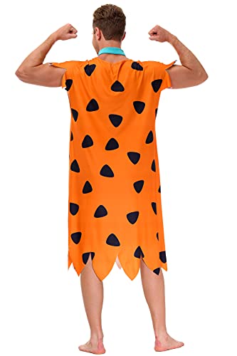 AOBUTE Halloween Mens Costume Adult Cavemen Couple Youth Boys Orange Frred Tunic M - Image 3
