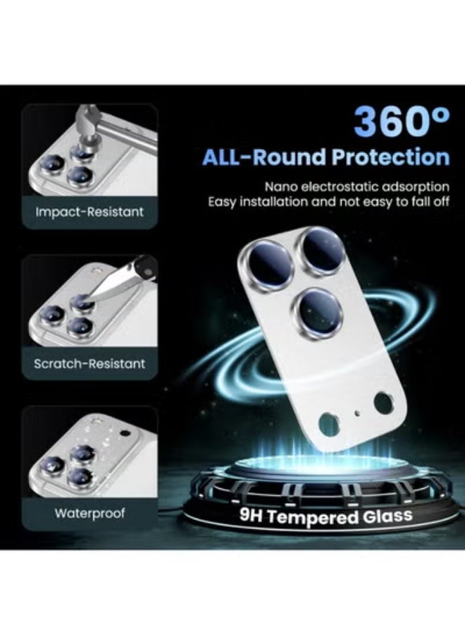 JAJEEK Camera Lens Protector Compatible with iPhone 17 Pro Max | Metal Tempered Glass Rear Camera Cover | Anti-Scratch, Case-Friendly, Strong Adsorption, Easy Installation – Silver - Image 2