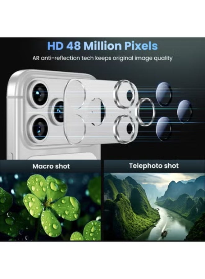 JAJEEK Camera Lens Protector Compatible with iPhone 17 Pro Max | Metal Tempered Glass Rear Camera Cover | Anti-Scratch, Case-Friendly, Strong Adsorption, Easy Installation – Silver - Image 3