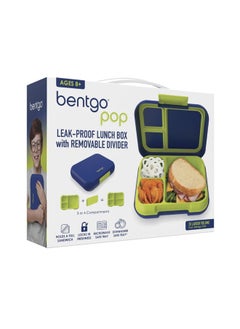 Bentgo Pop - Leak Proof Bento - Style Lunch Box With Removable Divider For 3 - 4 Compartments - Perfect For Kids 8+ And Teens, Microwave And Dishwasher Safe, Bpa Free And Sustainable - Navy Blue And Chartreuse  - Image 1