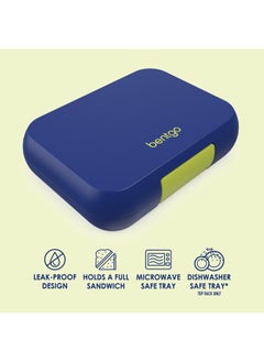 Bentgo Pop - Leak Proof Bento - Style Lunch Box With Removable Divider For 3 - 4 Compartments - Perfect For Kids 8+ And Teens, Microwave And Dishwasher Safe, Bpa Free And Sustainable - Navy Blue And Chartreuse  - Image 4