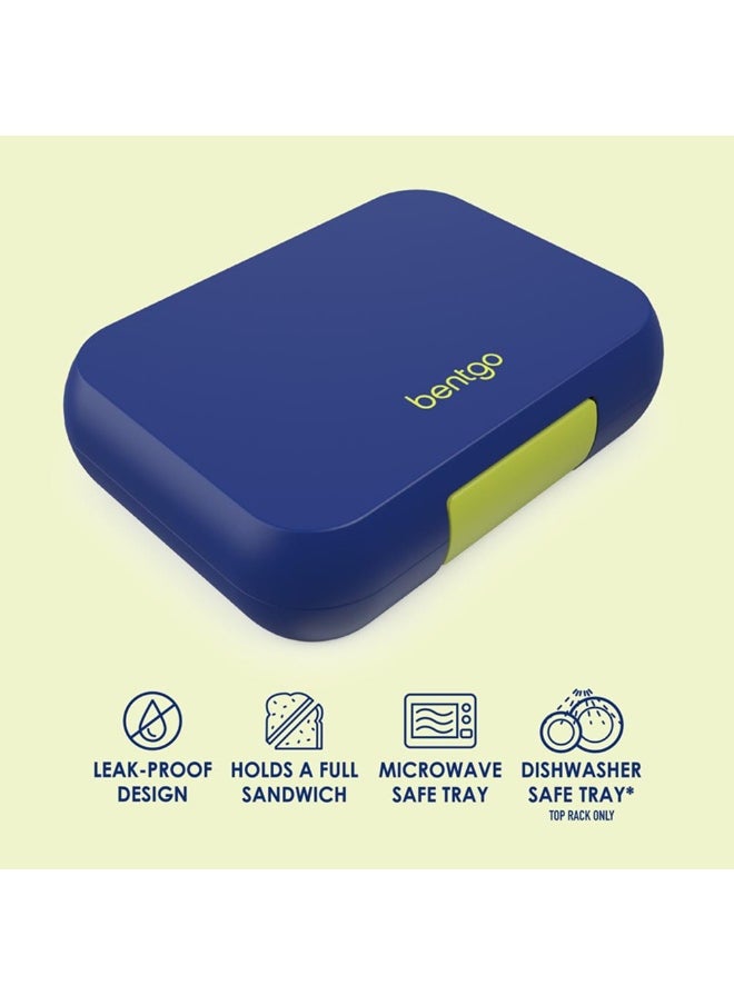 Bentgo Pop - Leak Proof Bento - Style Lunch Box With Removable Divider For 3 - 4 Compartments - Perfect For Kids 8+ And Teens, Microwave And Dishwasher Safe, Bpa Free And Sustainable - Navy Blue And Chartreuse  - Image 4