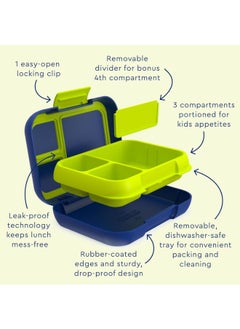 Bentgo Pop - Leak Proof Bento - Style Lunch Box With Removable Divider For 3 - 4 Compartments - Perfect For Kids 8+ And Teens, Microwave And Dishwasher Safe, Bpa Free And Sustainable - Navy Blue And Chartreuse  - Image 5