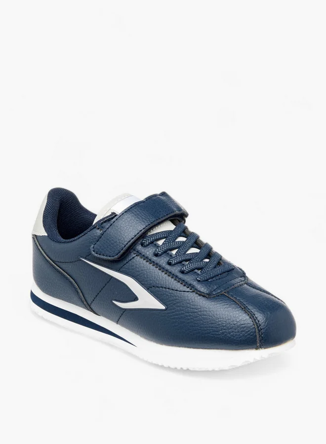Dash Panelled Sneakers with Hook and Loop Closure