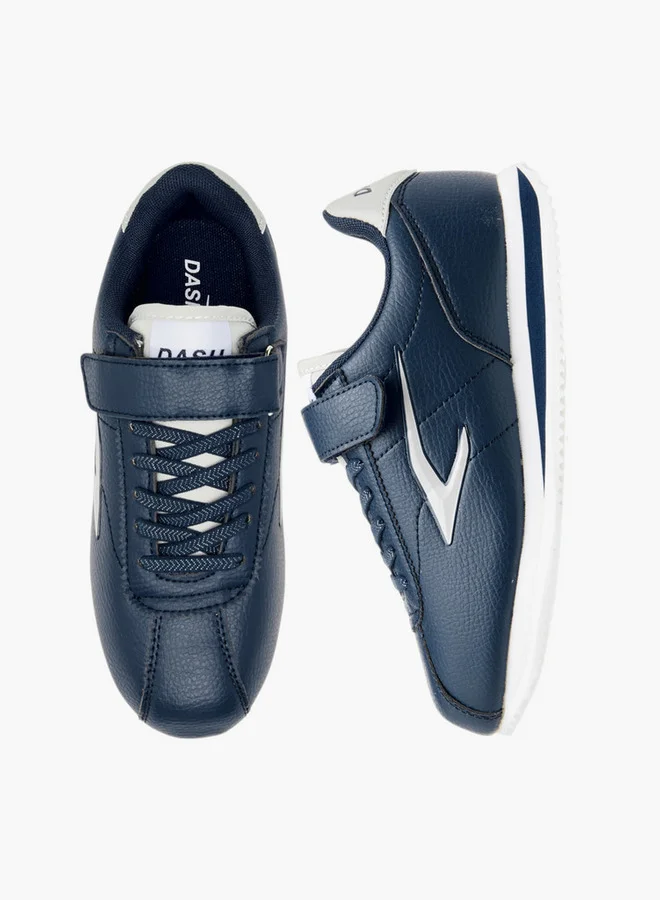 Dash Panelled Sneakers with Hook and Loop Closure