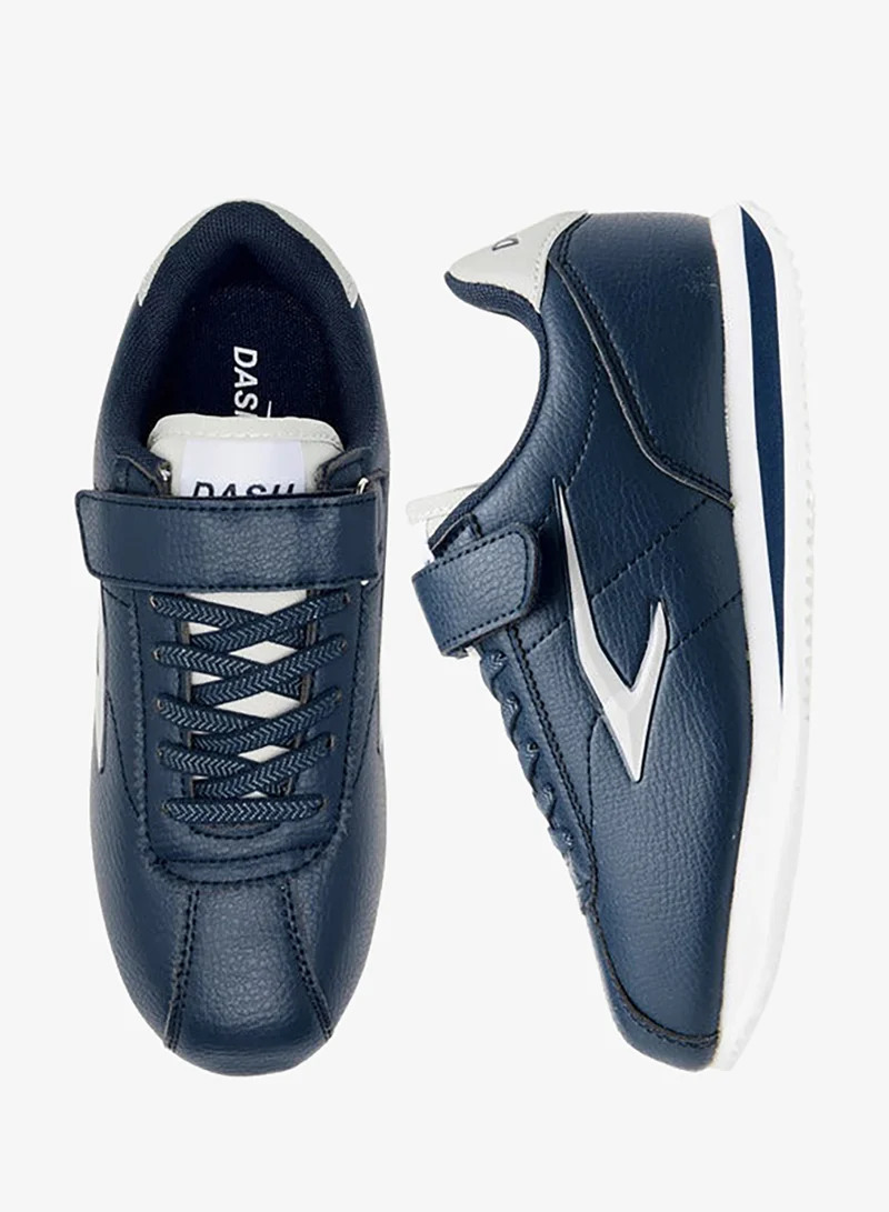 Dash Panelled Sneakers with Hook and Loop Closure